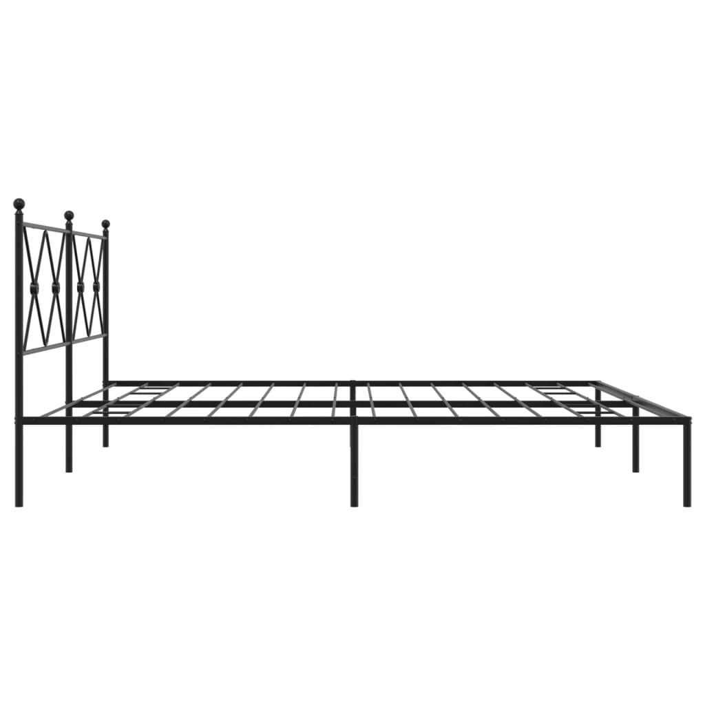 vidaXL Metal Bed Frame without Mattress with Headboard Black 183x213cm