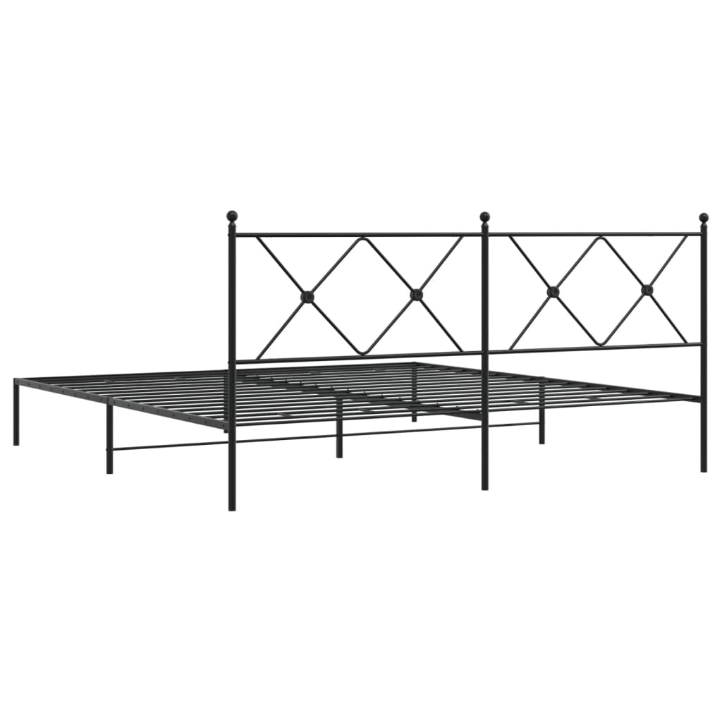 vidaXL Metal Bed Frame without Mattress with Headboard Black 183x213cm