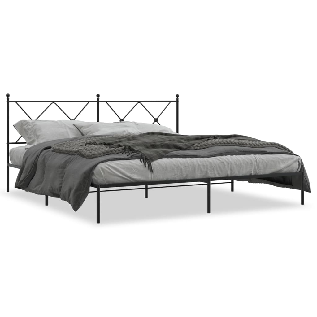 vidaXL Metal Bed Frame without Mattress with Headboard Black 183x213cm