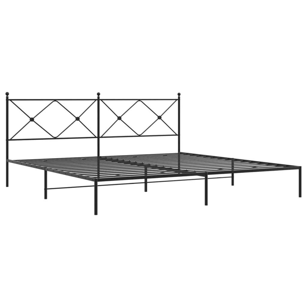 vidaXL Metal Bed Frame without Mattress with Headboard Black 193x203cm