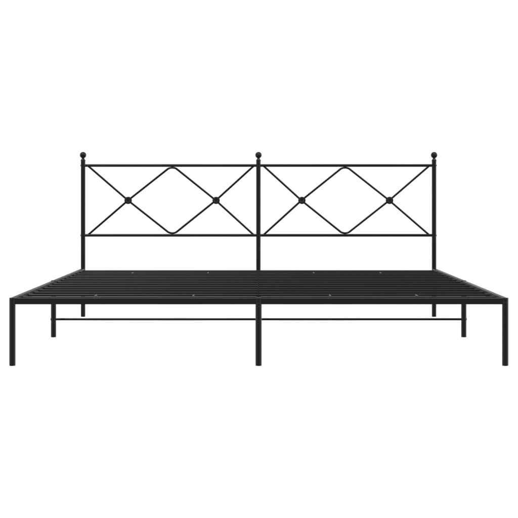 vidaXL Metal Bed Frame without Mattress with Headboard Black 193x203cm