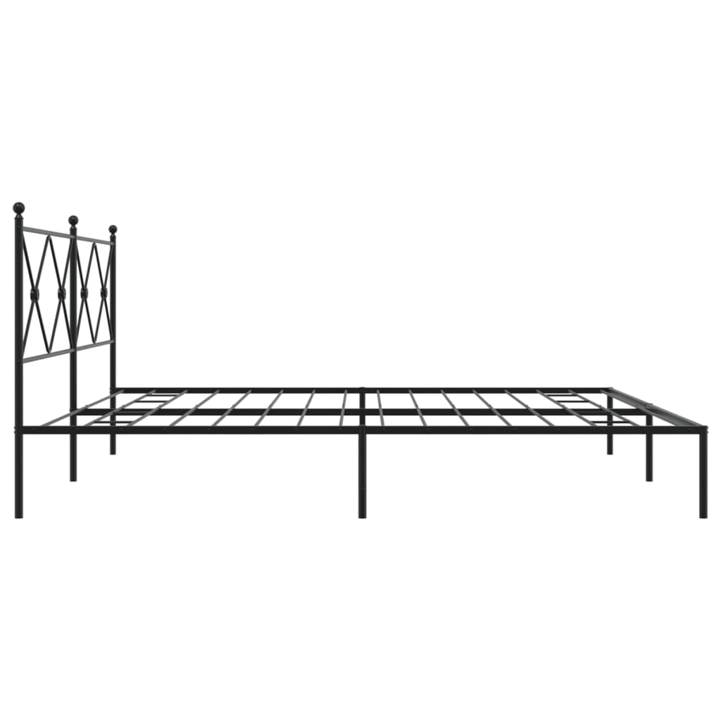 vidaXL Metal Bed Frame without Mattress with Headboard Black 193x203cm