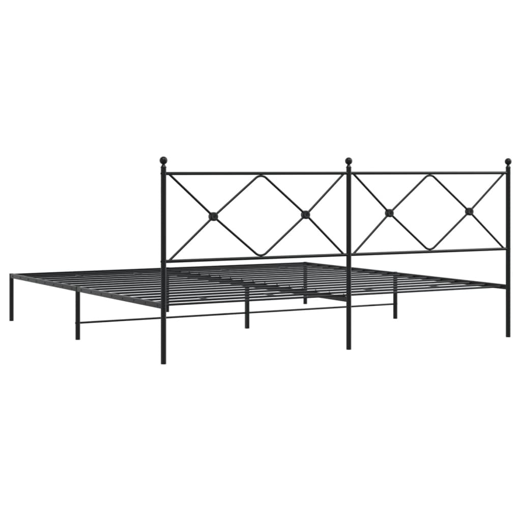 vidaXL Metal Bed Frame without Mattress with Headboard Black 193x203cm