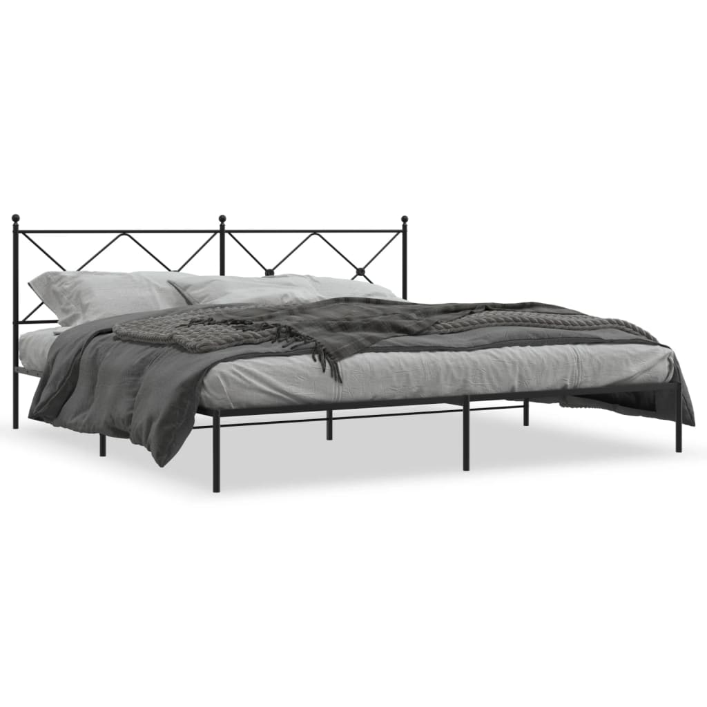 vidaXL Metal Bed Frame without Mattress with Headboard Black 193x203cm