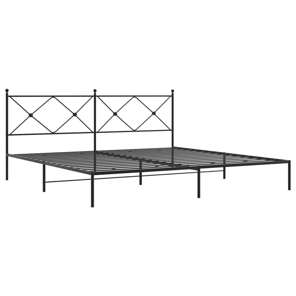 vidaXL Metal Bed Frame without Mattress with Headboard Black 200x200cm