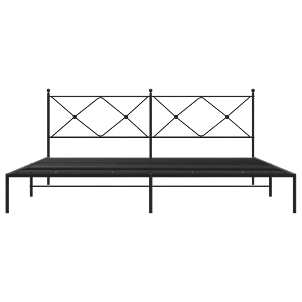 vidaXL Metal Bed Frame without Mattress with Headboard Black 200x200cm