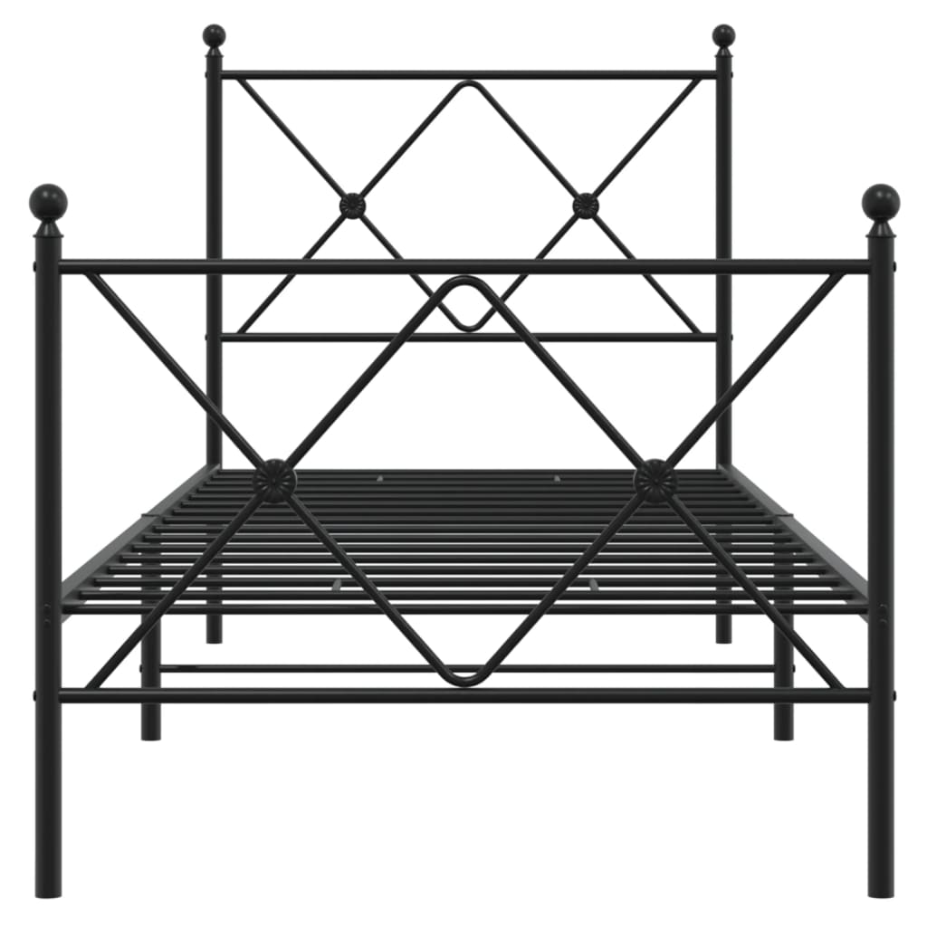 vidaXL Metal Bed Frame without Mattress with Footboard Black 75x190cm