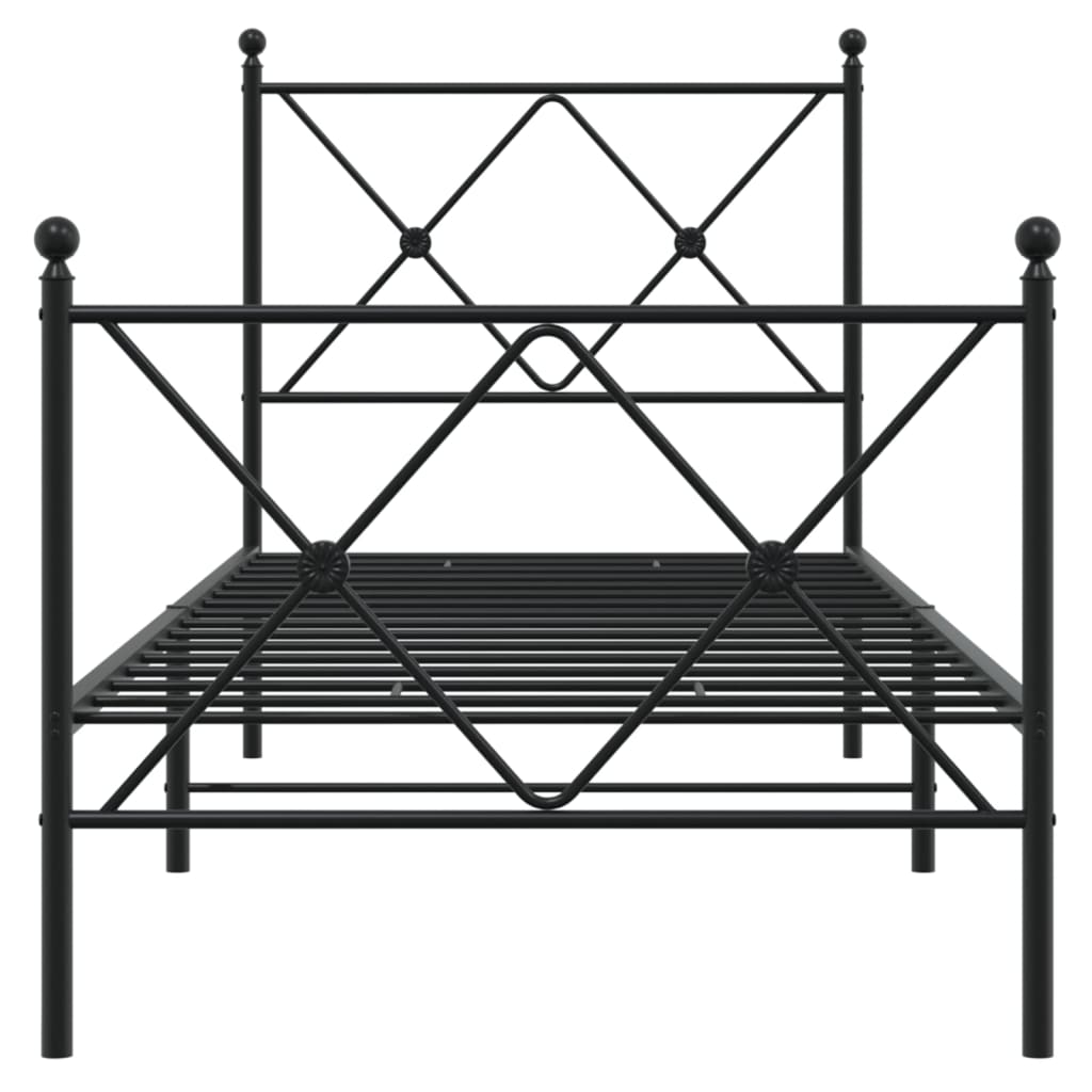 Metal Bed Frame without Mattress with Footboard Black 80x200cm