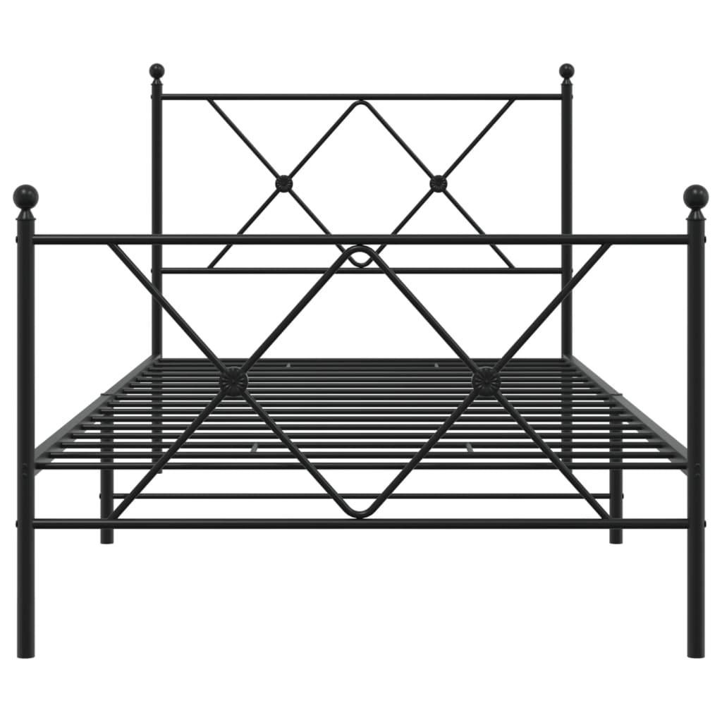 vidaXL Metal Bed Frame without Mattress with Footboard Black 90x190cm