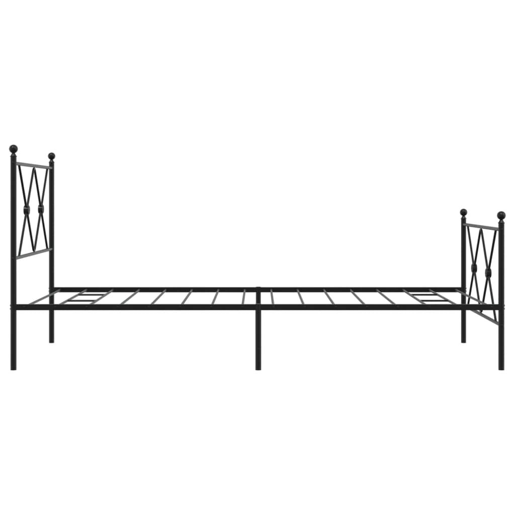 vidaXL Metal Bed Frame without Mattress with Footboard Black 90x190cm