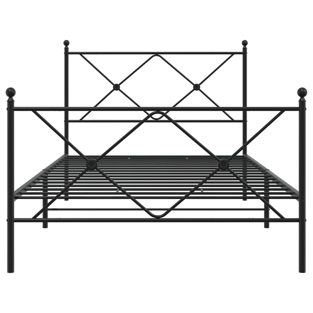 vidaXL Metal Bed Frame without Mattress with Footboard Black 100x190cm