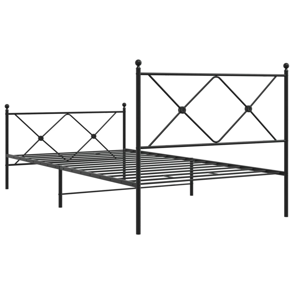 vidaXL Metal Bed Frame without Mattress with Footboard Black 100x190cm