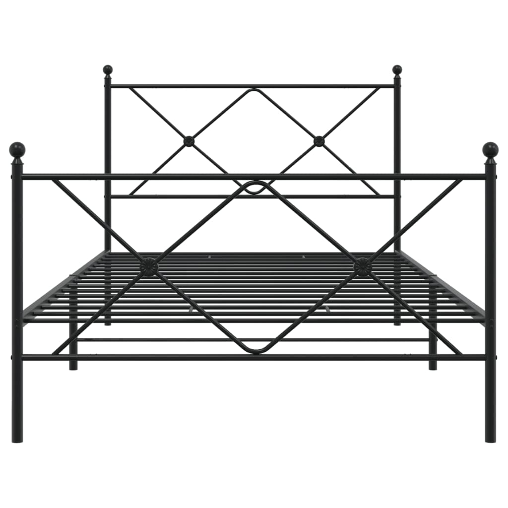 vidaXL Metal Bed Frame without Mattress with Footboard Black 100x200cm