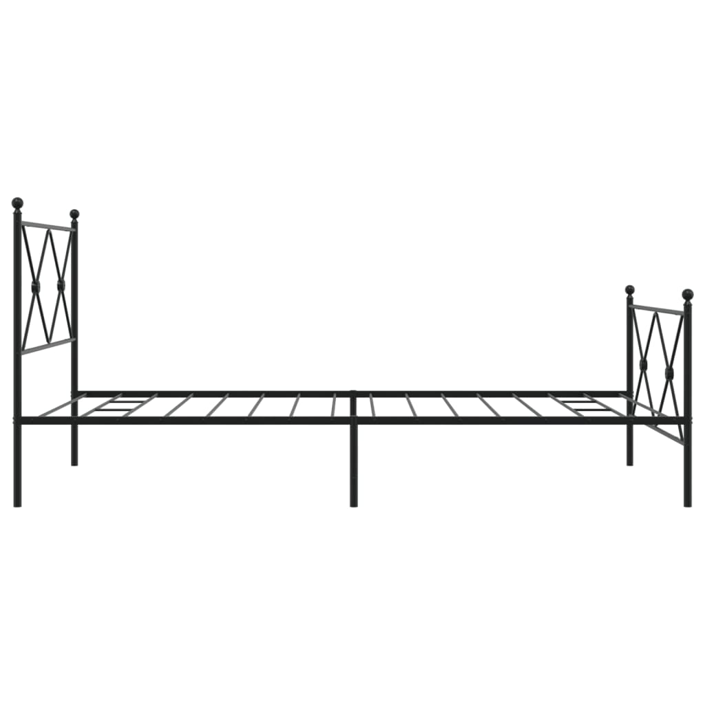 vidaXL Metal Bed Frame without Mattress with Footboard Black 100x200cm