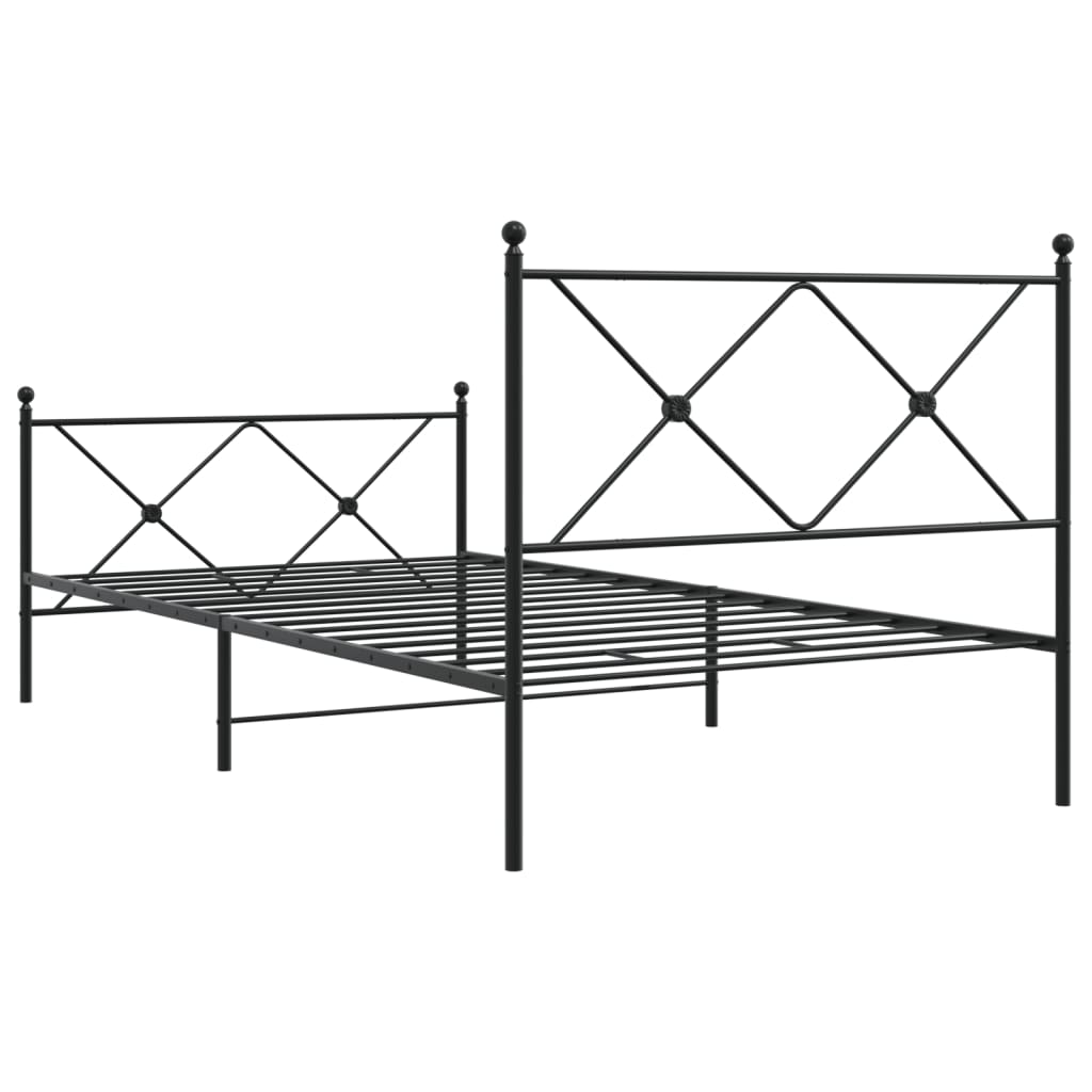 vidaXL Metal Bed Frame without Mattress with Footboard Black 100x200cm