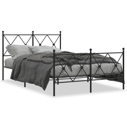 vidaXL Metal Bed Frame without Mattress with Footboard Black 120x190cm