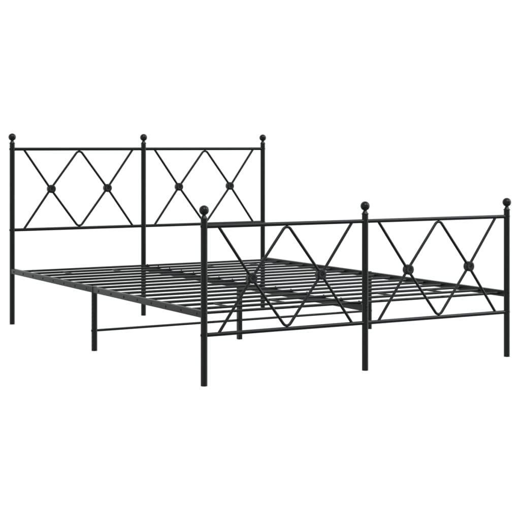 vidaXL Metal Bed Frame without Mattress with Footboard Black 137x190cm