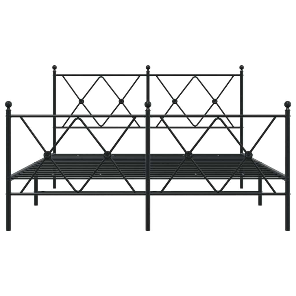 vidaXL Metal Bed Frame without Mattress with Footboard Black 137x190cm