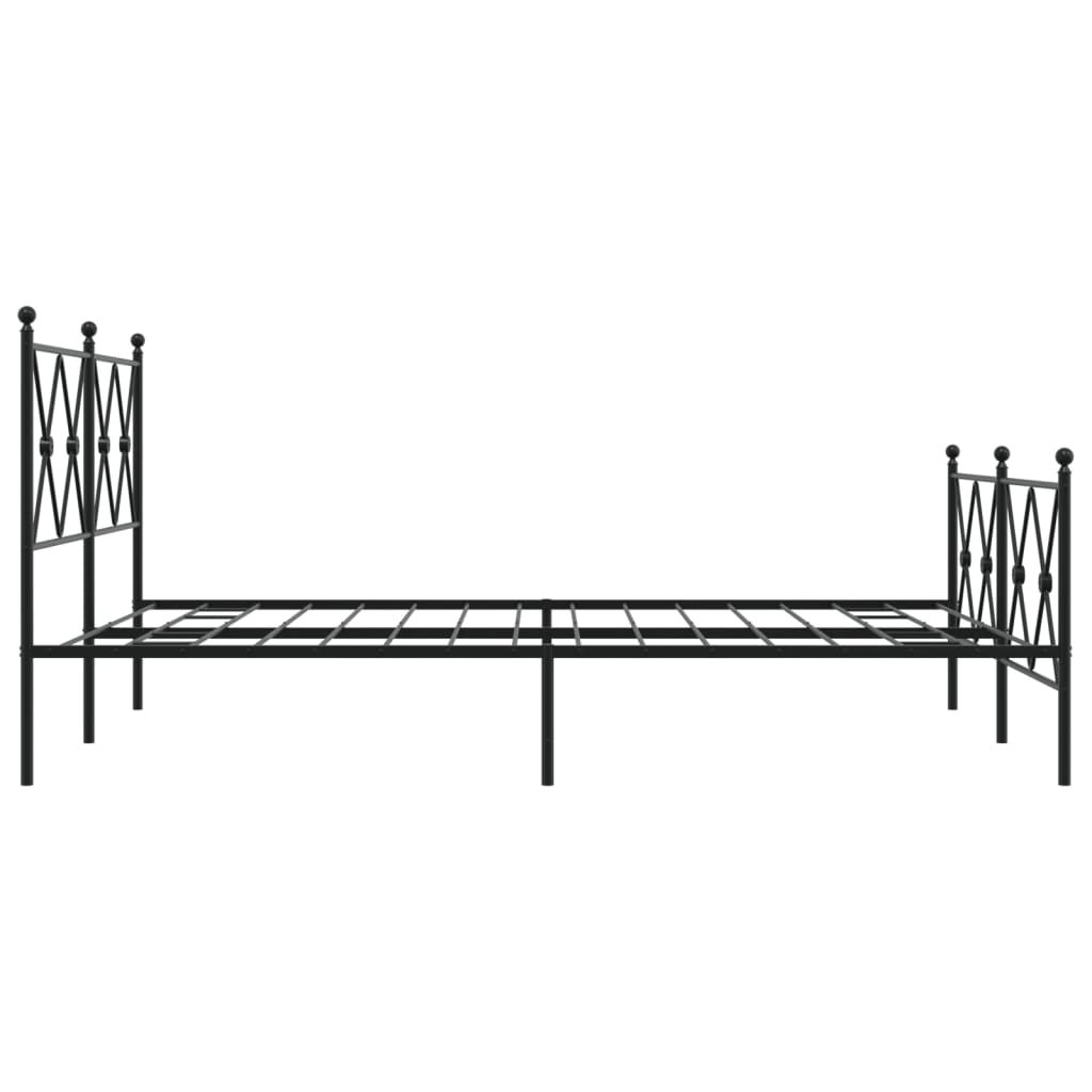 vidaXL Metal Bed Frame without Mattress with Footboard Black 137x190cm