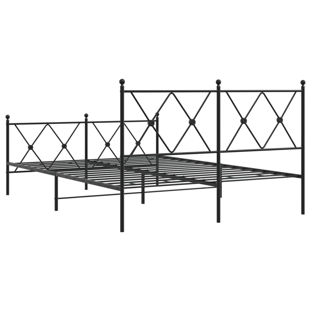 vidaXL Metal Bed Frame without Mattress with Footboard Black 137x190cm