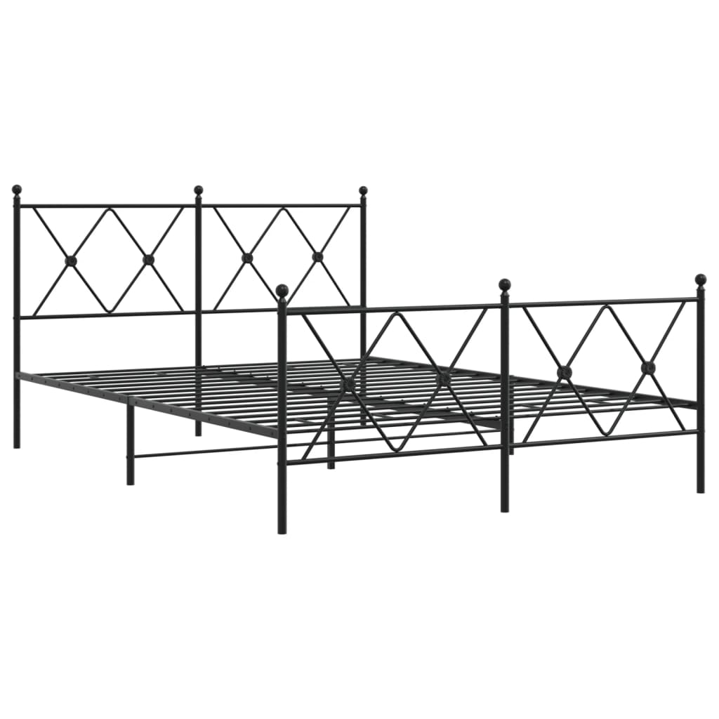 vidaXL Metal Bed Frame without Mattress with Footboard Black 140x200cm