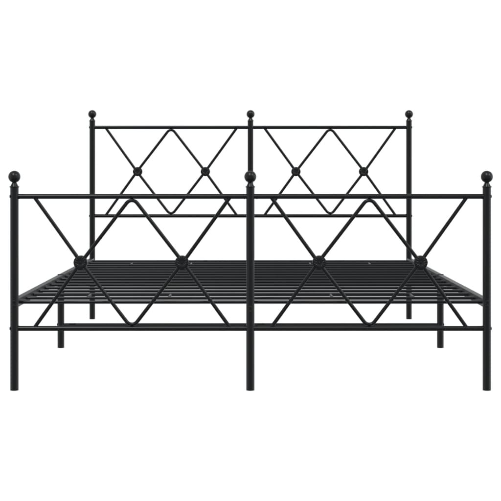 vidaXL Metal Bed Frame without Mattress with Footboard Black 140x200cm