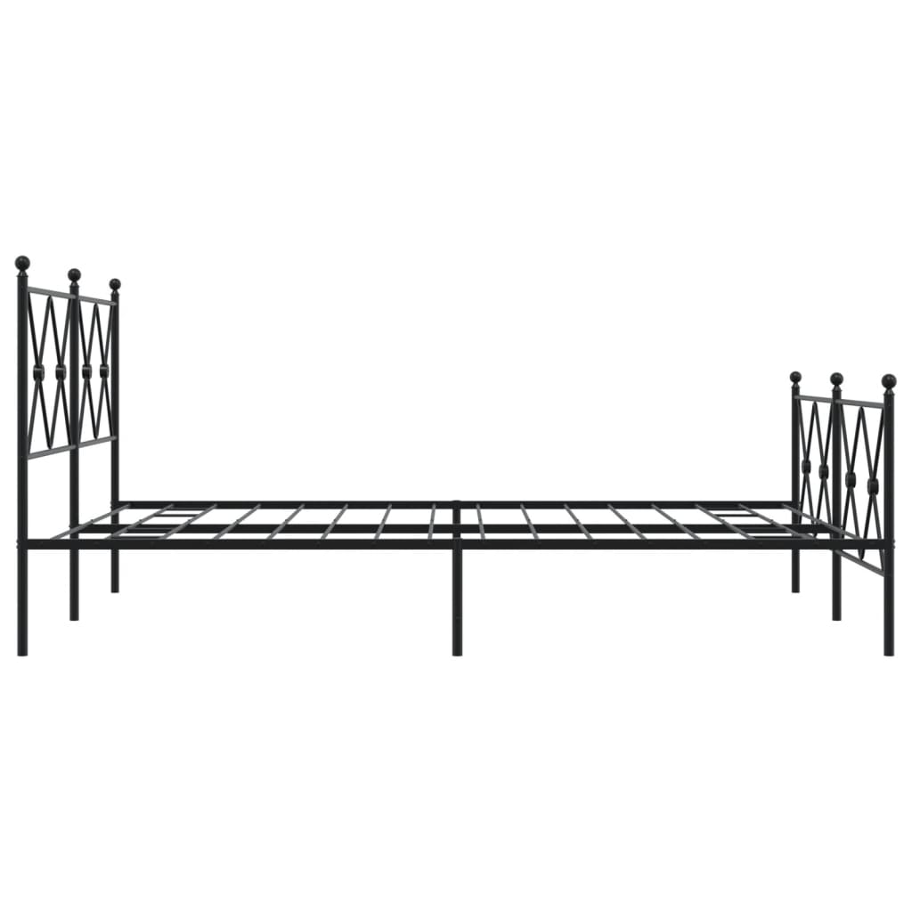 vidaXL Metal Bed Frame without Mattress with Footboard Black 140x200cm