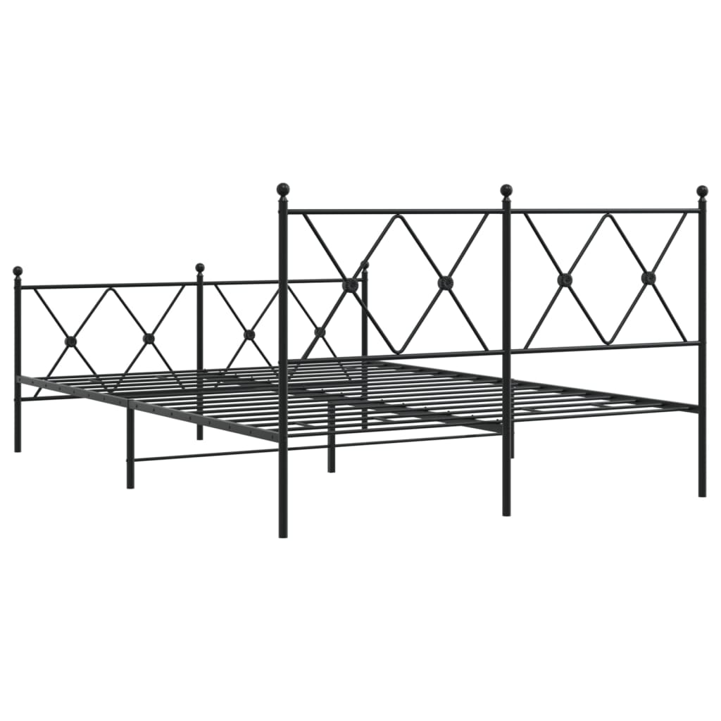 vidaXL Metal Bed Frame without Mattress with Footboard Black 140x200cm