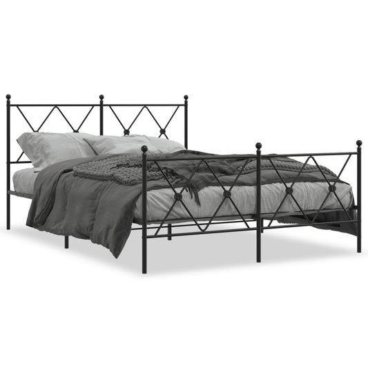 vidaXL Metal Bed Frame without Mattress with Footboard Black 140x200cm