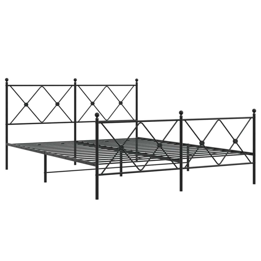 vidaXL Metal Bed Frame without Mattress with Footboard Black 150x200cm