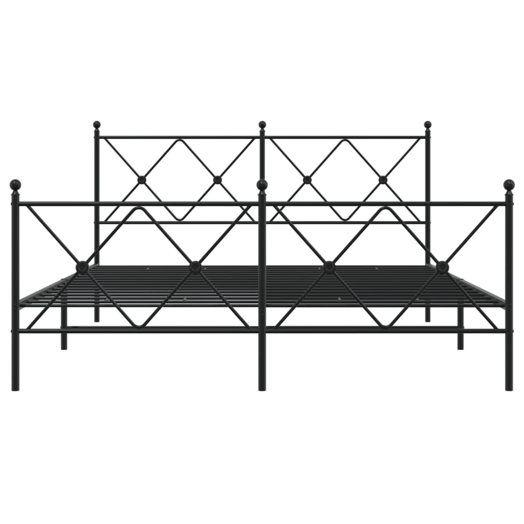 vidaXL Metal Bed Frame without Mattress with Footboard Black 150x200cm