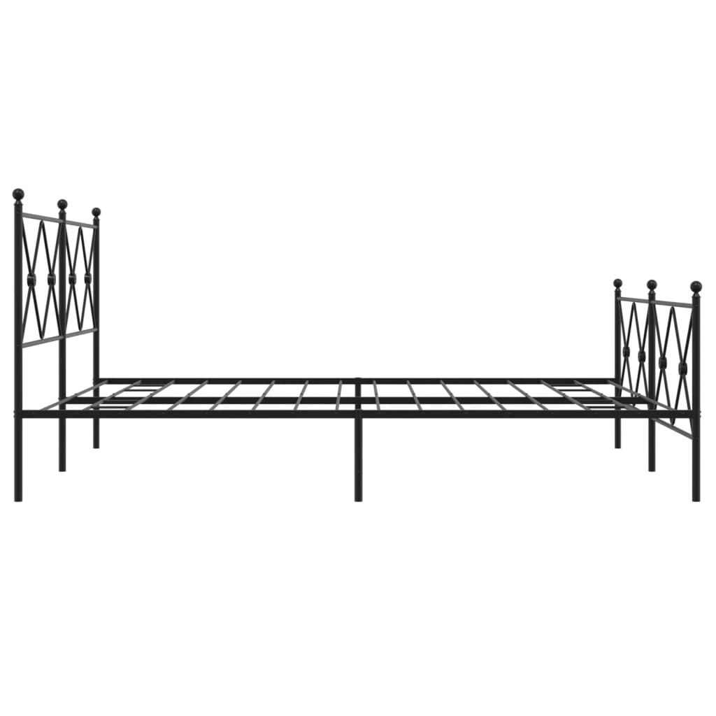 vidaXL Metal Bed Frame without Mattress with Footboard Black 150x200cm