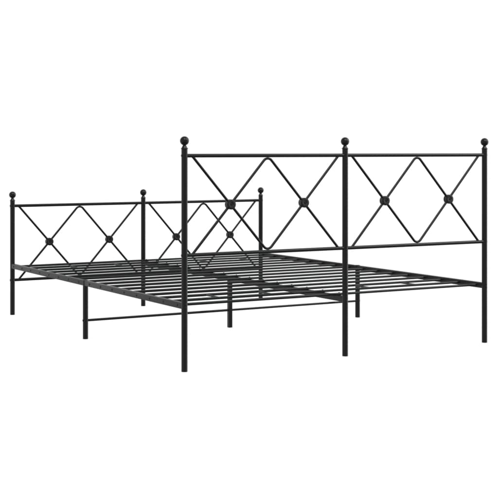 vidaXL Metal Bed Frame without Mattress with Footboard Black 150x200cm