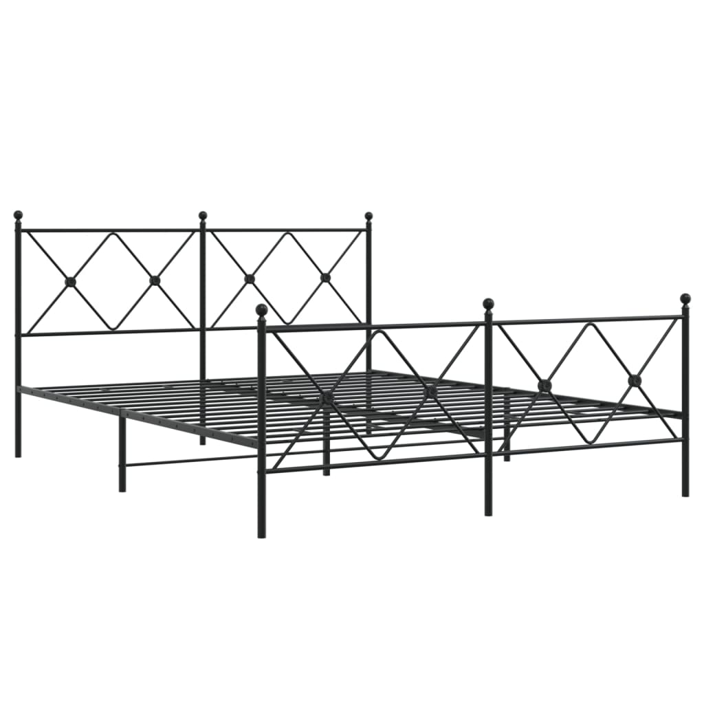 vidaXL Metal Bed Frame without Mattress with Footboard Black 160x200cm