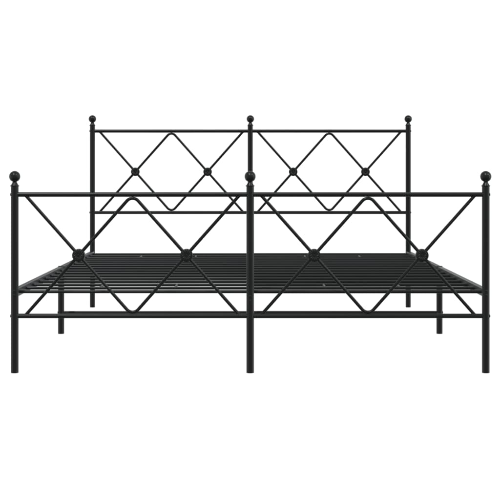 vidaXL Metal Bed Frame without Mattress with Footboard Black 160x200cm