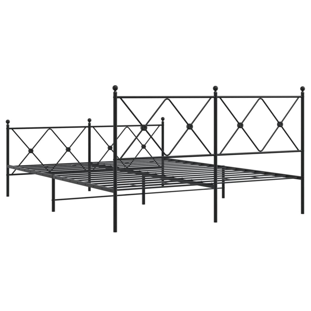 vidaXL Metal Bed Frame without Mattress with Footboard Black 160x200cm