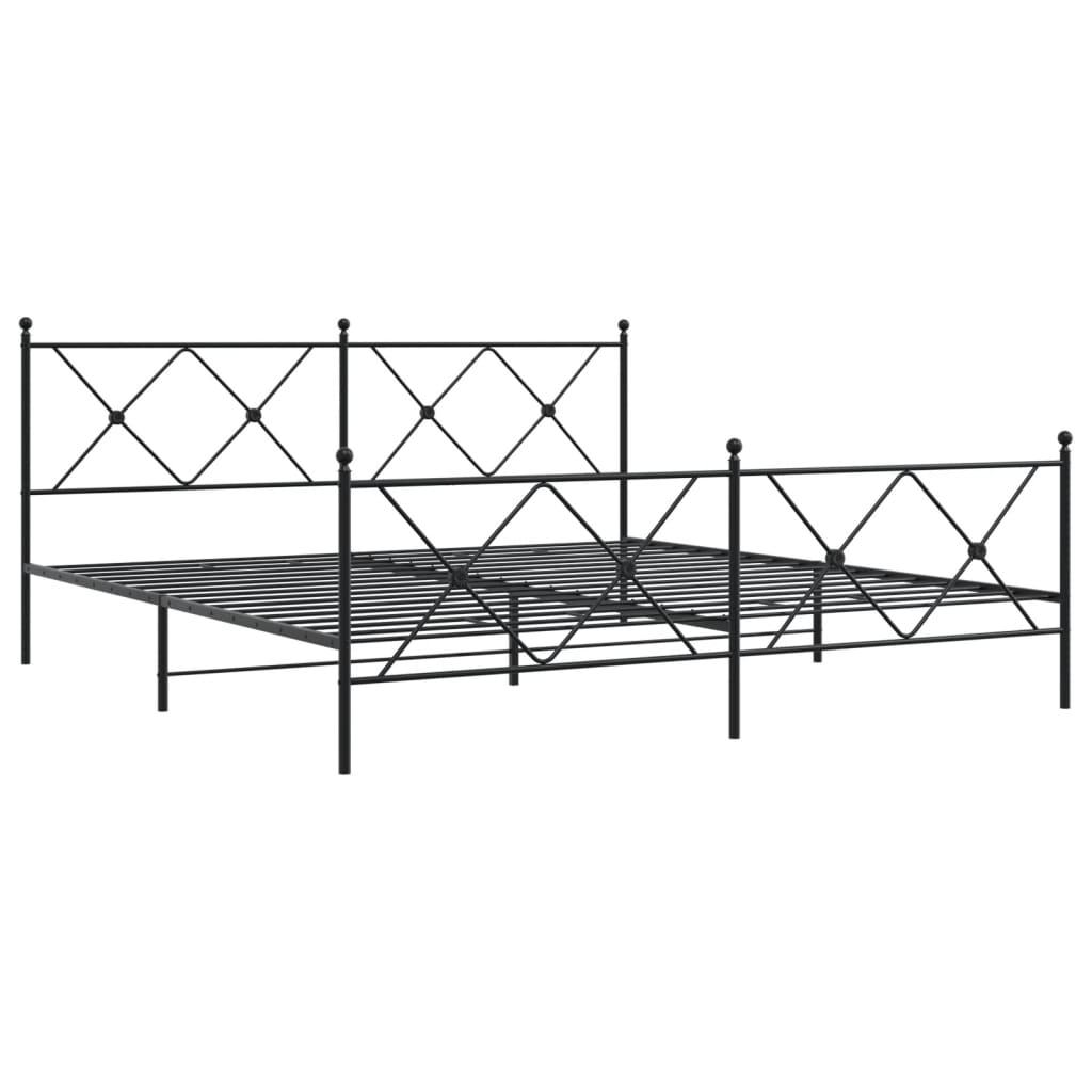 vidaXL Metal Bed Frame without Mattress with Footboard Black 180x200cm