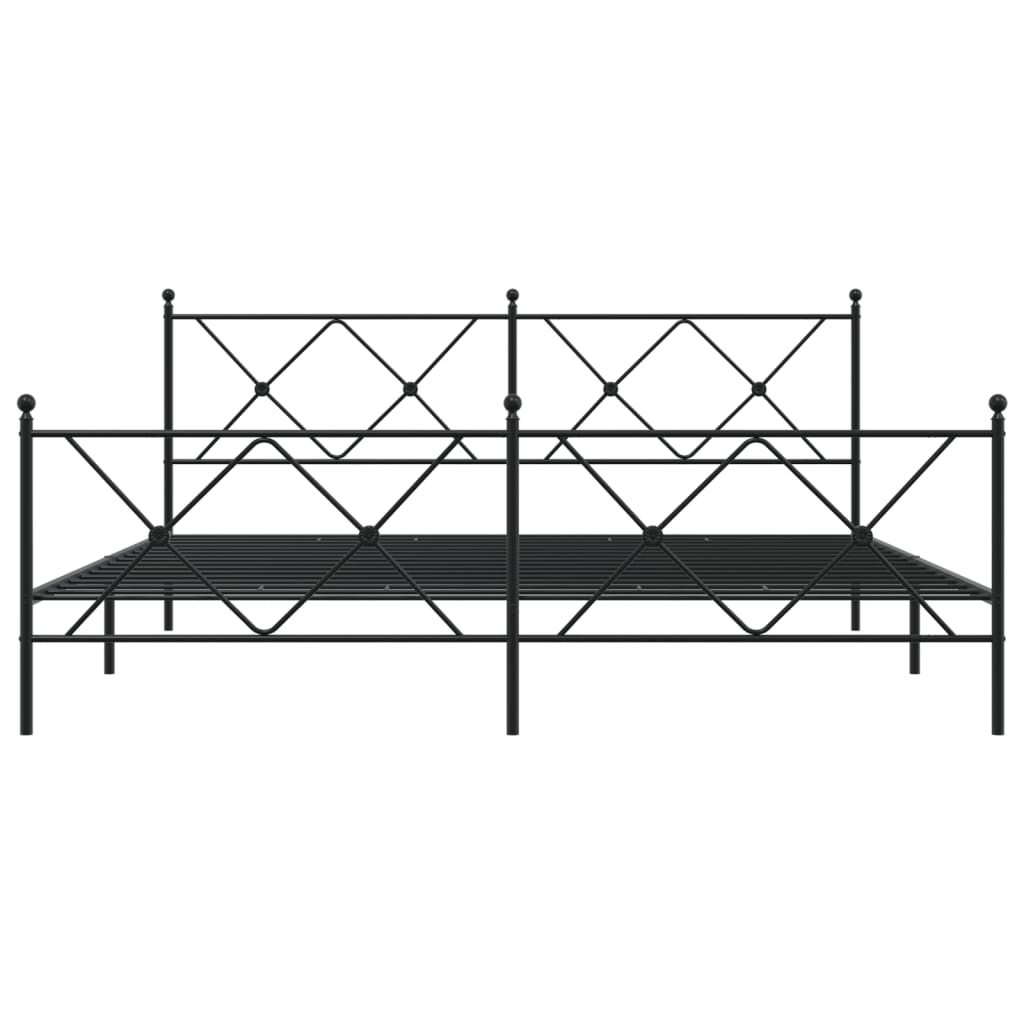 vidaXL Metal Bed Frame without Mattress with Footboard Black 180x200cm