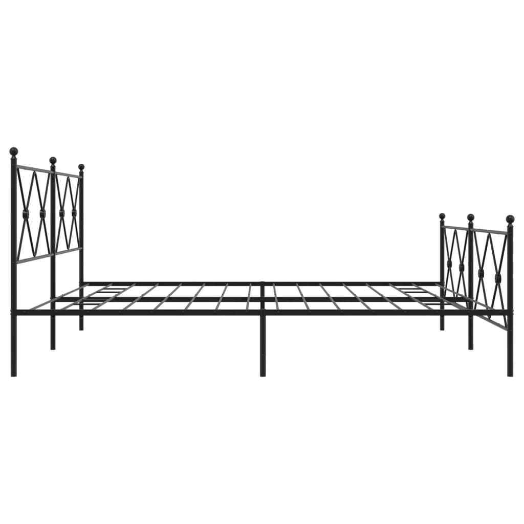 vidaXL Metal Bed Frame without Mattress with Footboard Black 180x200cm