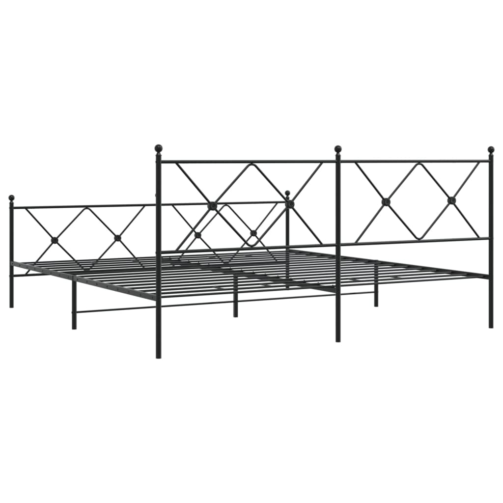 vidaXL Metal Bed Frame without Mattress with Footboard Black 180x200cm