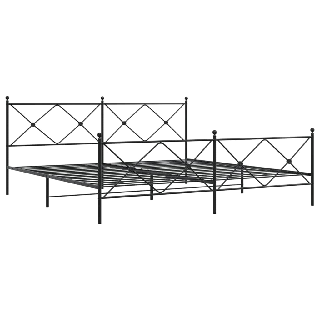 vidaXL Metal Bed Frame without Mattress with Footboard Black 200x200cm