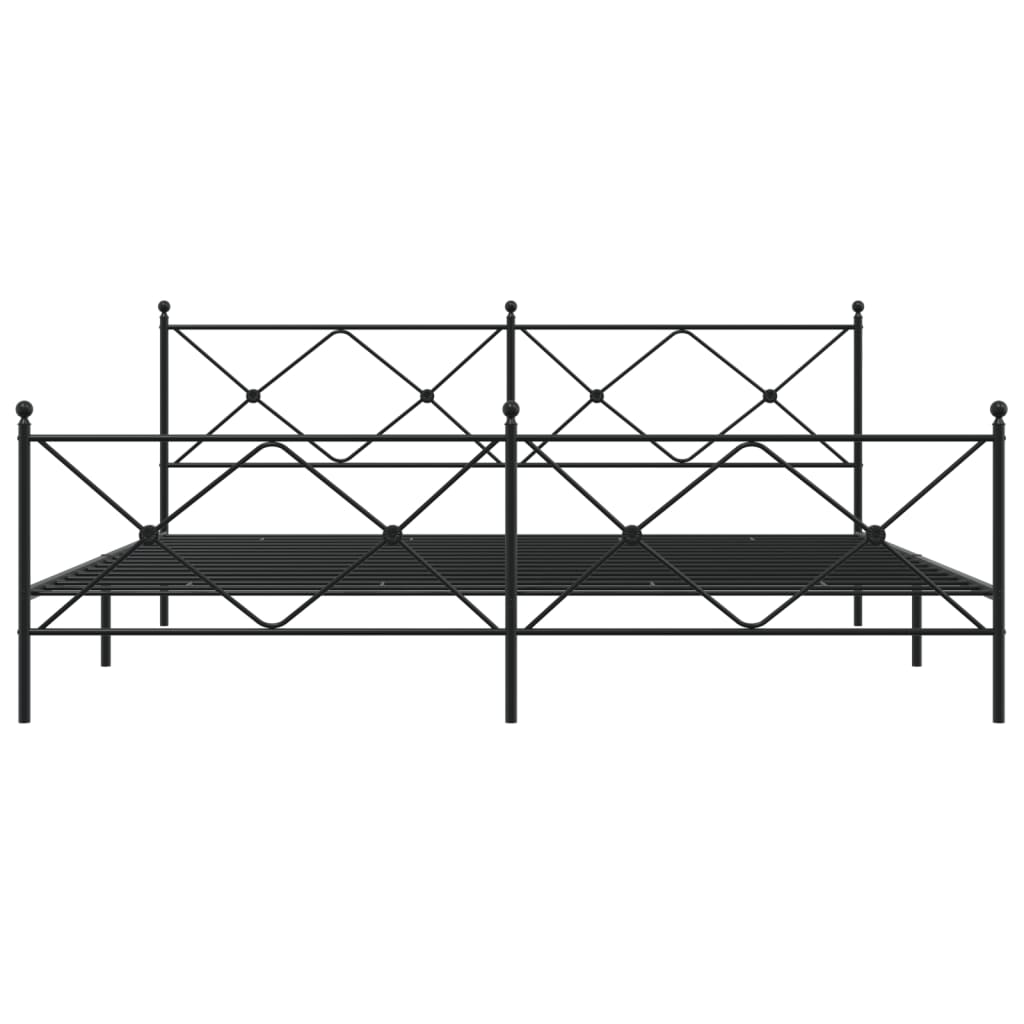 vidaXL Metal Bed Frame without Mattress with Footboard Black 200x200cm