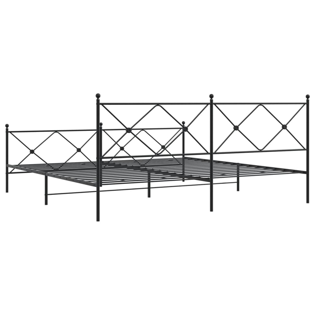 vidaXL Metal Bed Frame without Mattress with Footboard Black 200x200cm