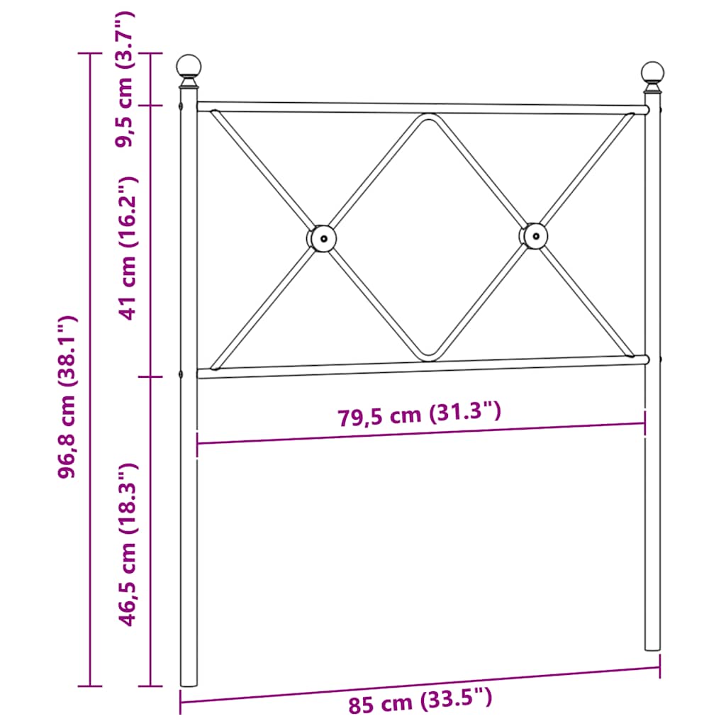 Metal Replace Headboard Black 80cm