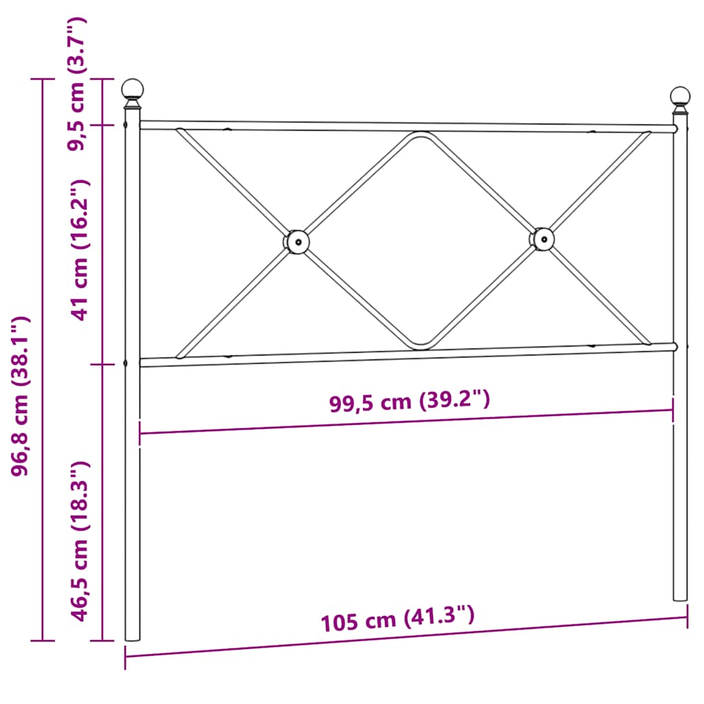 Metal Replace Headboard Black 100cm