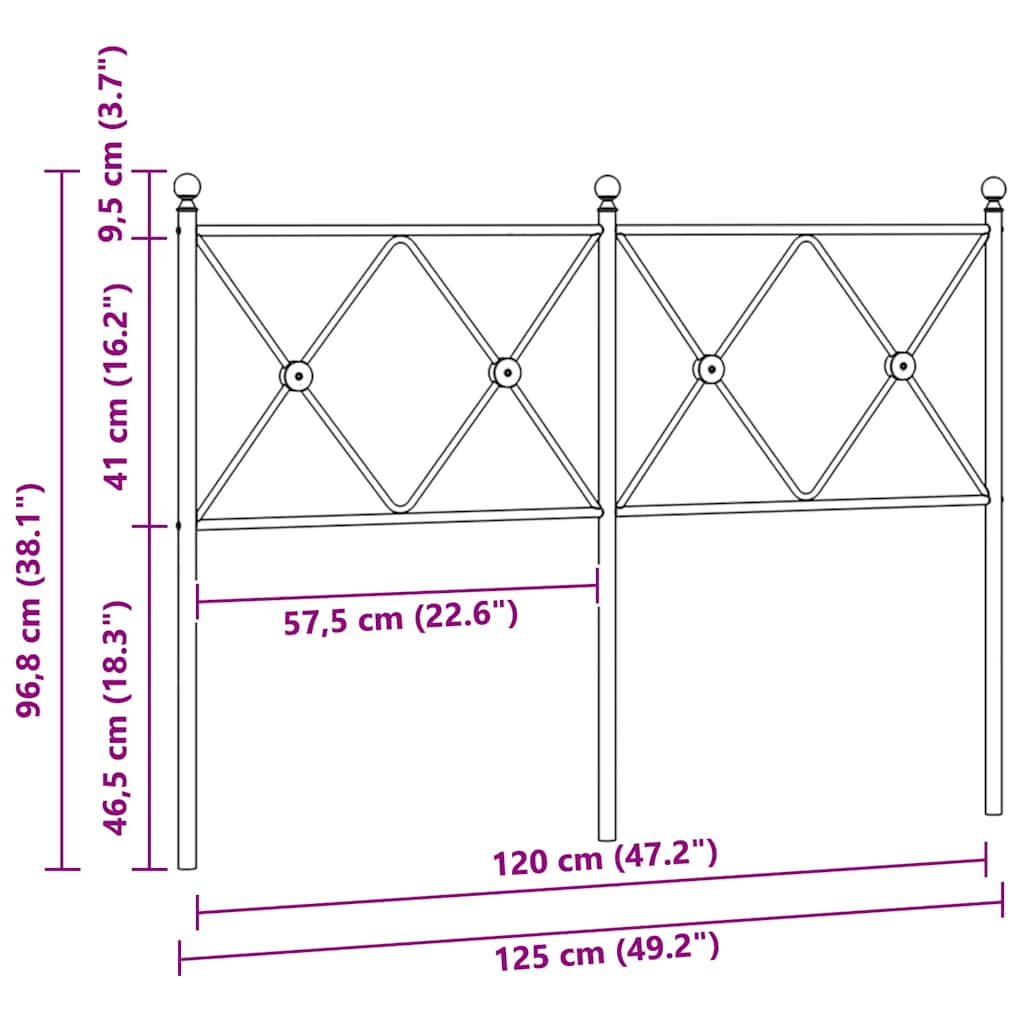 Metal Replace Headboard Black 120cm
