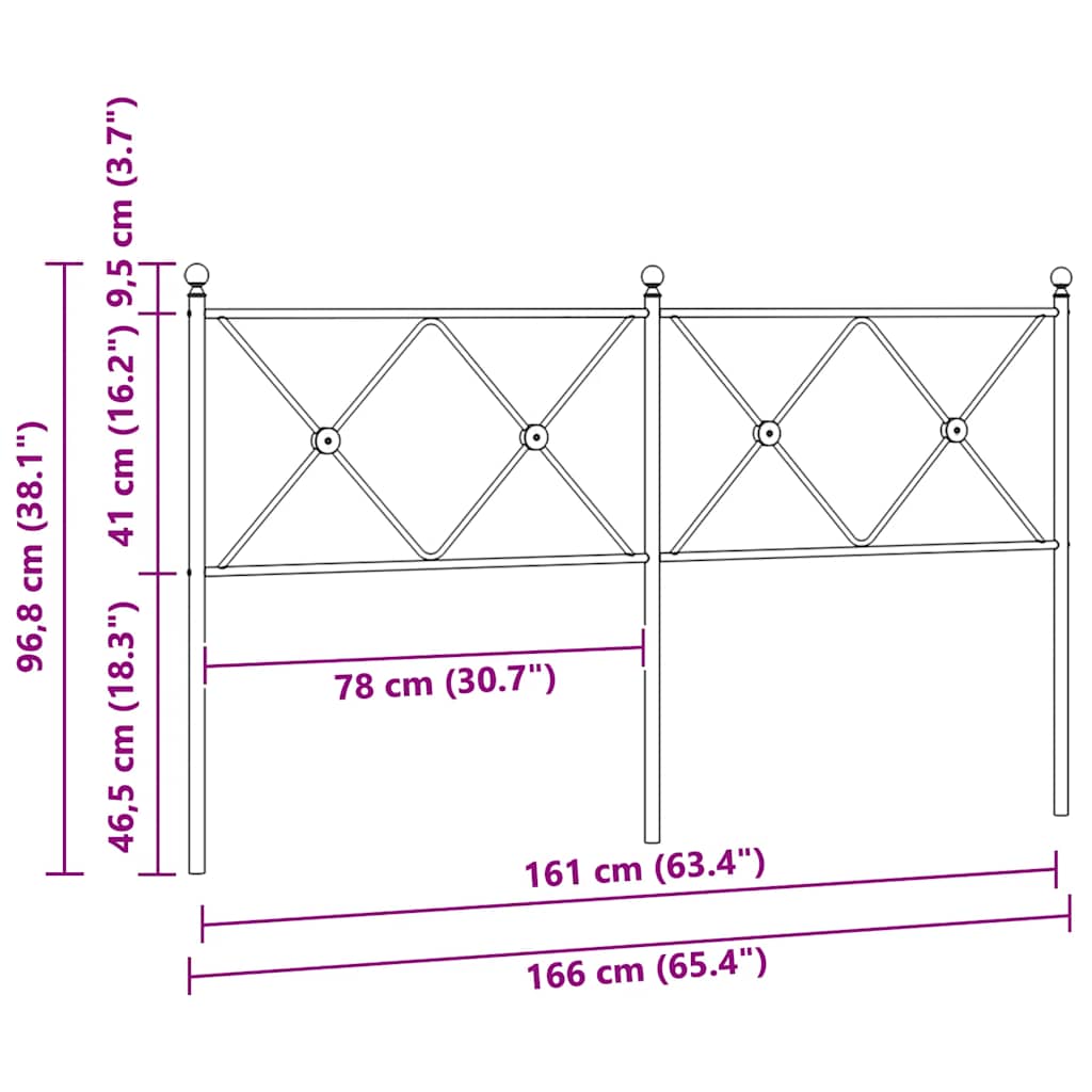 Metal Replace Headboard Black 160cm