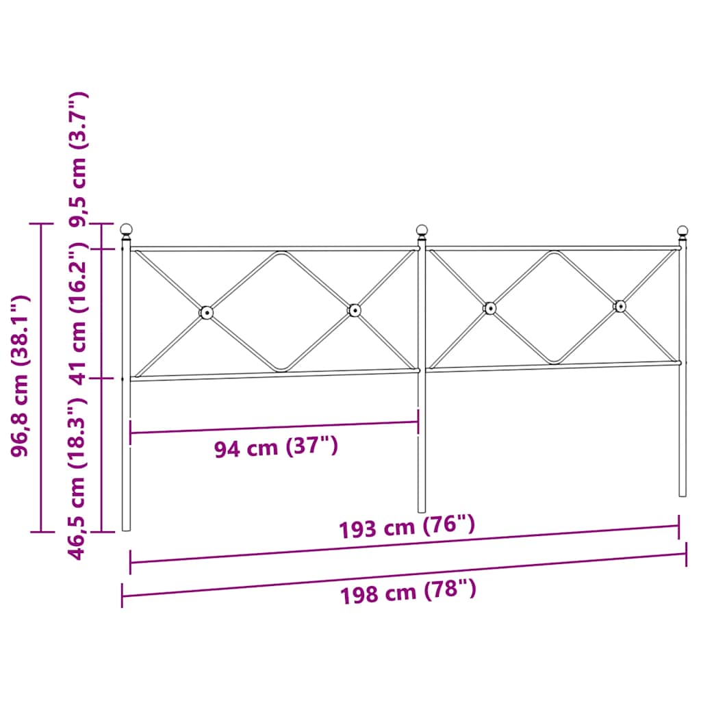 Metal Replace Headboard Black 193cm