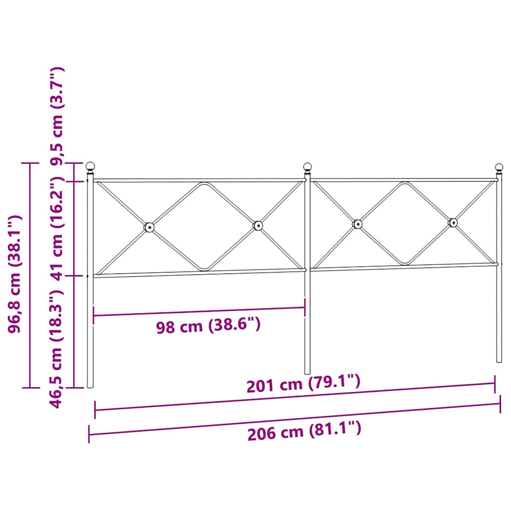 Metal Replace Headboard Black 200cm