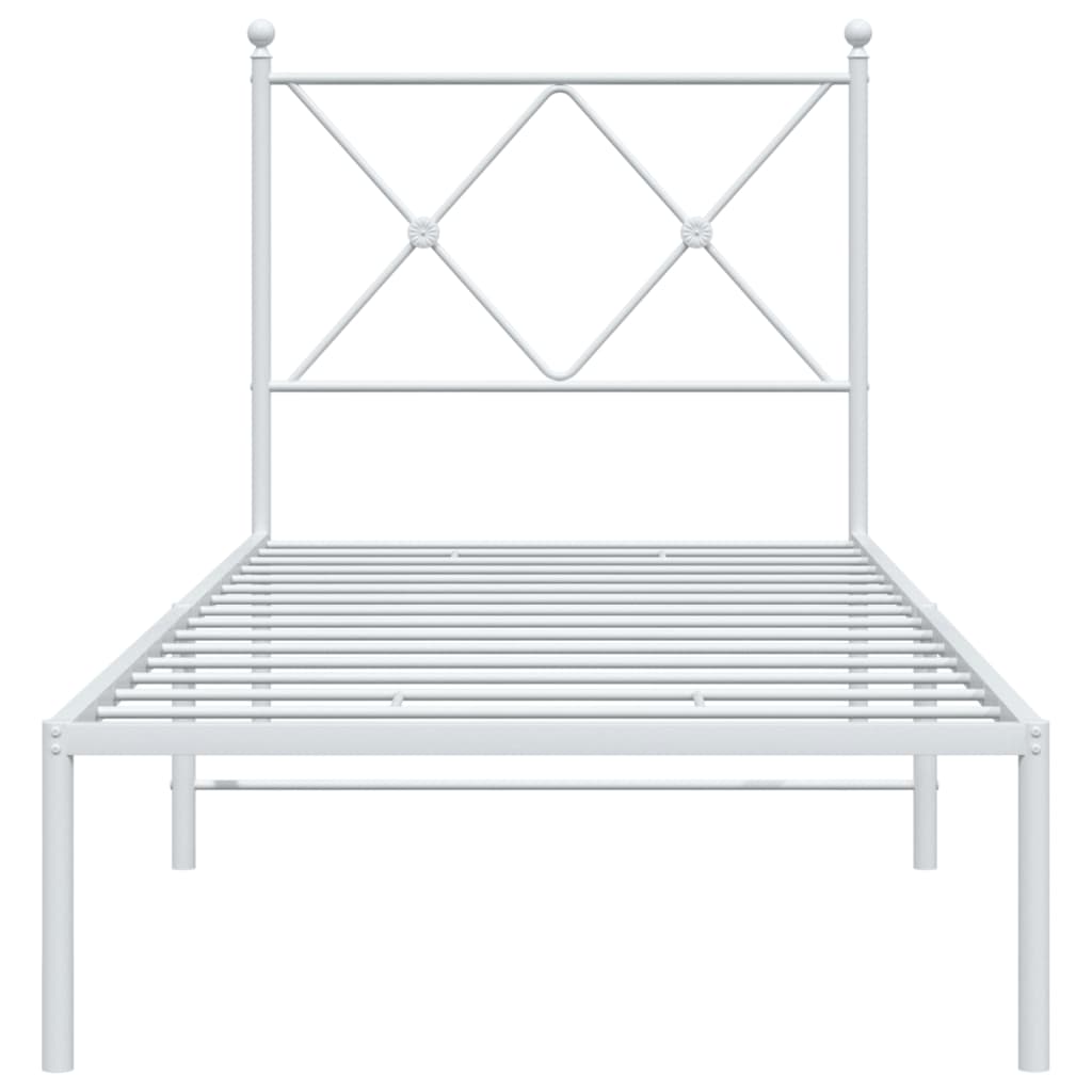 vidaXL Metal Bed Frame without Mattress with Headboard White 75x190cm